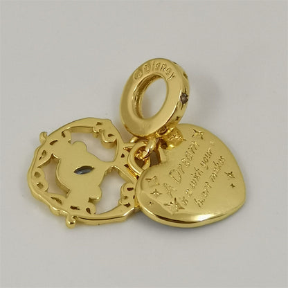 Princess Crystal Ball Charm Beads 925 Silver Fit Original Bracelet Women