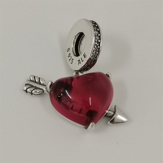 Pandora Red Heart & Arrow Murano Glass Dangle Charm