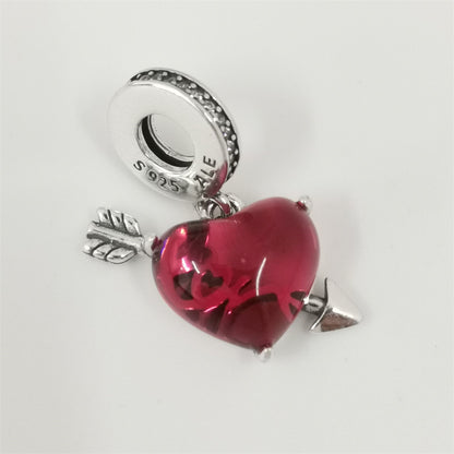 Pandora Red Heart & Arrow Murano Glass Dangle Charm