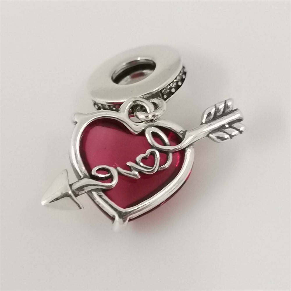 Pandora Red Heart & Arrow Murano Glass Dangle Charm