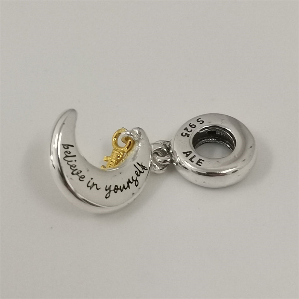 Pandora Two-tone Key & Moon Dangle Charm