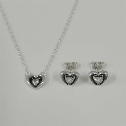 Pandora Radiant Heart & Floating Stone Pendant Collier Jewelry Set – 45cm