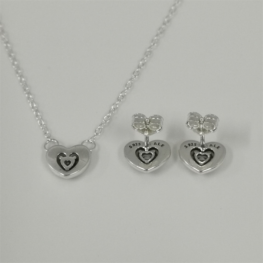 Pandora Radiant Heart & Floating Stone Pendant Collier Jewelry Set – 45cm