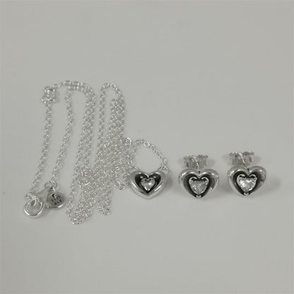 Pandora Radiant Heart & Floating Stone Pendant Collier Jewelry Set – 45cm