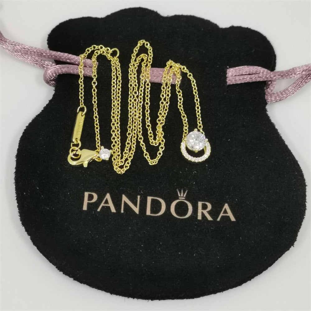 Pandora Sparkling Round Halo Pendant Collier Necklace – 45cm