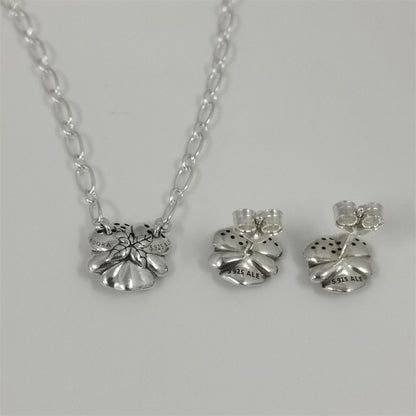 Pandora Blue Pansy Jewelry Set – Necklace & Earrings – 47cm