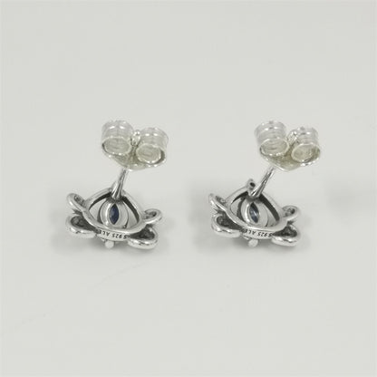 925 Sterling Silver Heart Earrings Black Pink Red Elegant Jewelry Gift