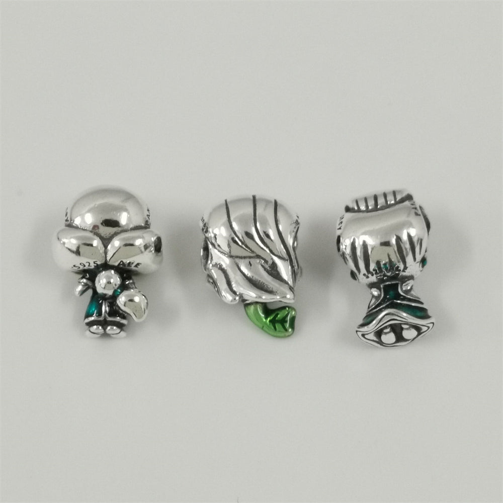 Cartoon Couple Charm Beads 925 Silver Fit Original Snake Chain Bracelet