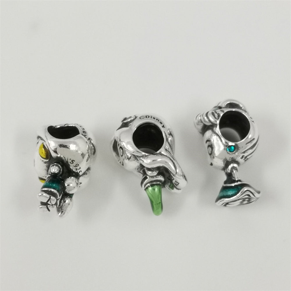 Cartoon Couple Charm Beads 925 Silver Fit Original Snake Chain Bracelet