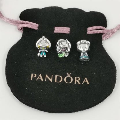 Cartoon Couple Charm Beads 925 Silver Fit Original Snake Chain Bracelet