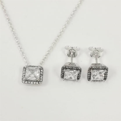Pandora Always Close Heart Pendant Necklace & Stud Earring Set – 45cm