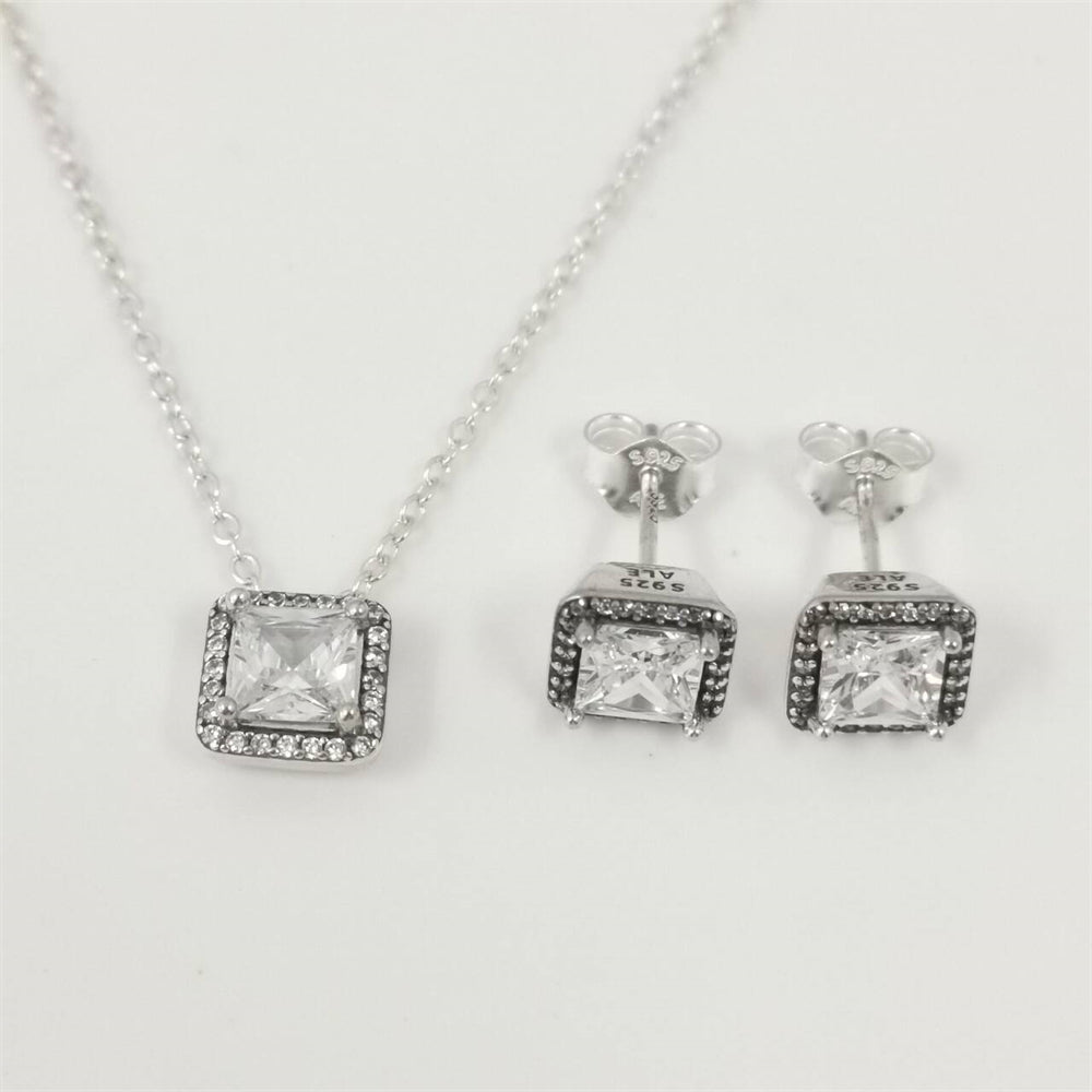 Pandora Always Close Heart Pendant Necklace & Stud Earring Set – 45cm