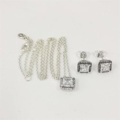 Pandora Always Close Heart Pendant Necklace & Stud Earring Set – 45cm
