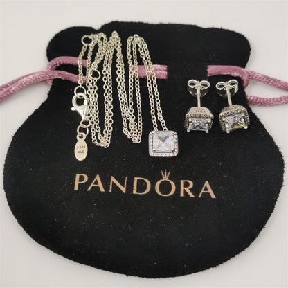 Pandora Always Close Heart Pendant Necklace & Stud Earring Set – 45cm