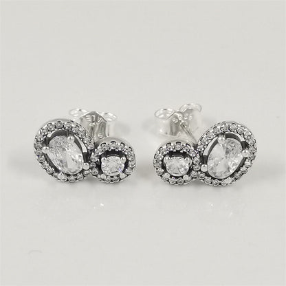 Authentic Pandora Embracing Halo Stud Earrings – Sterling Silver with Sparkling Stones