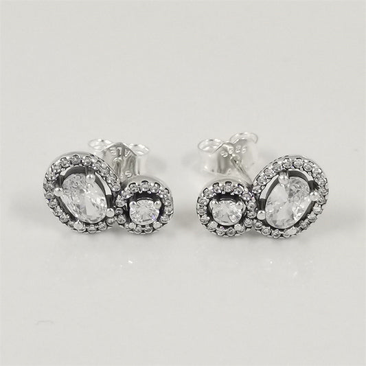 Authentic Pandora Embracing Halo Stud Earrings – Sterling Silver with Sparkling Stones