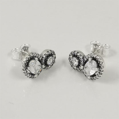 Authentic Pandora Embracing Halo Stud Earrings – Sterling Silver with Sparkling Stones