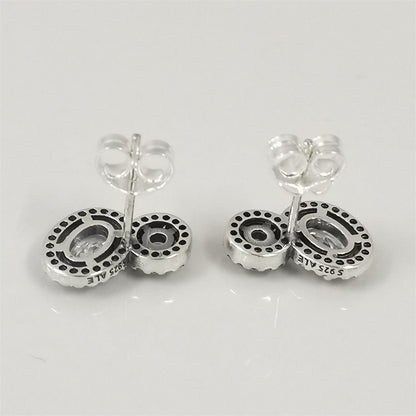 Authentic Pandora Embracing Halo Stud Earrings – Sterling Silver with Sparkling Stones