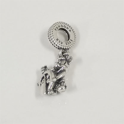 925 Sterling Silver Cartoon Character Beaded Chain Charm for DIY Bracelets