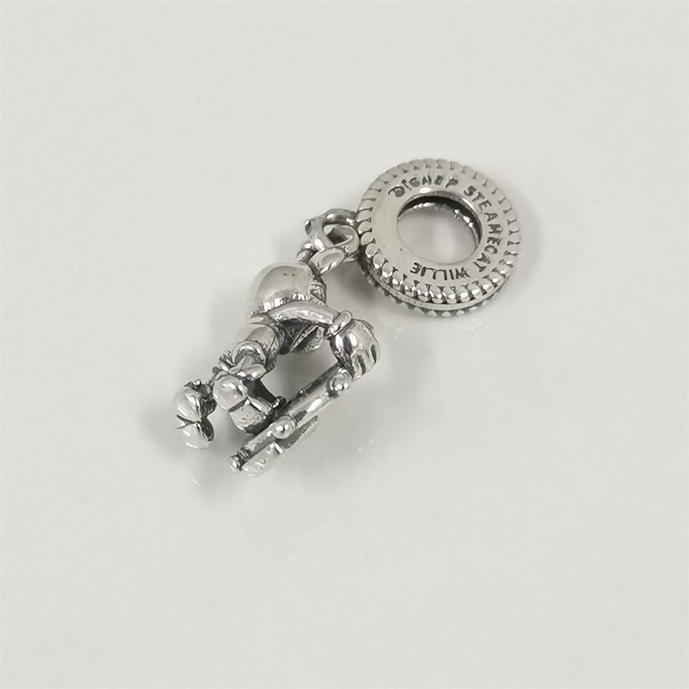925 Sterling Silver Cartoon Character Beaded Chain Charm for DIY Bracelets
