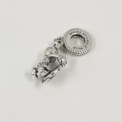 925 Sterling Silver Cartoon Character Beaded Chain Charm for DIY Bracelets