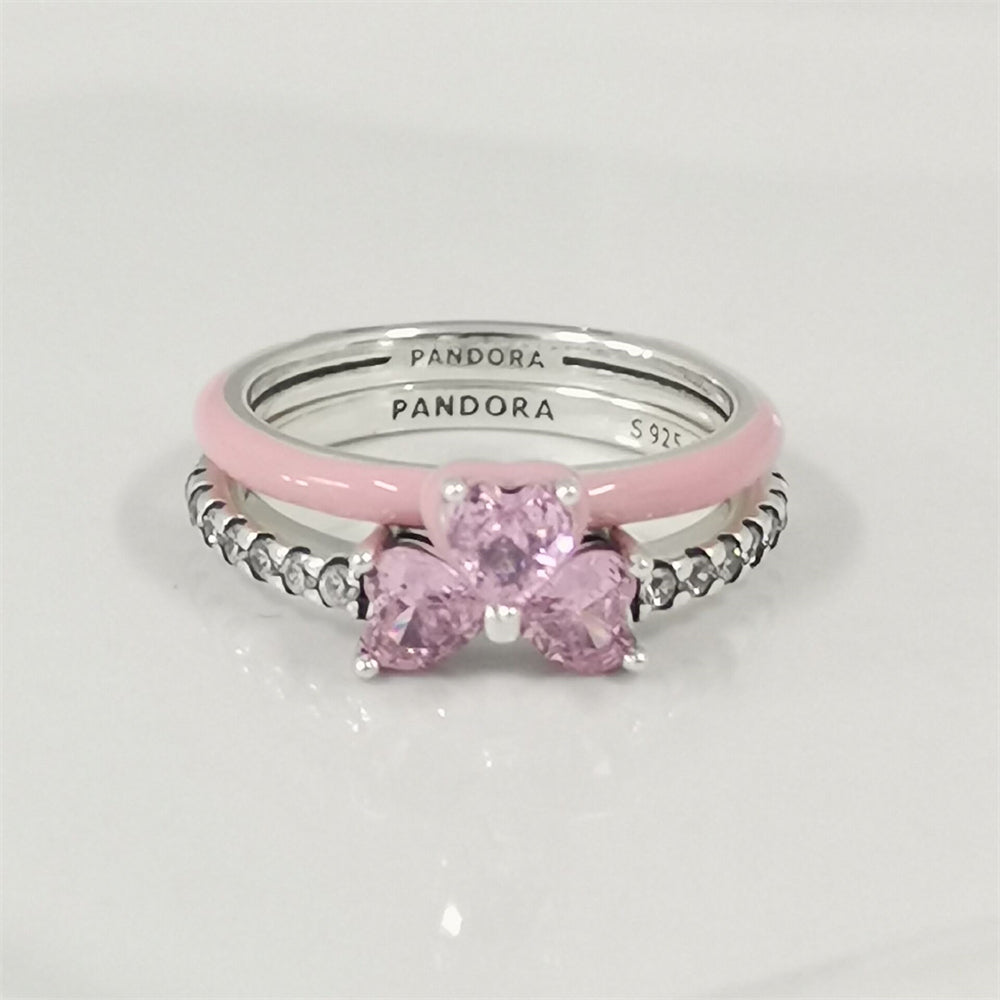 Pandora Think Pink Ring Set – Elegant Stacking Rings with a Feminine Touch