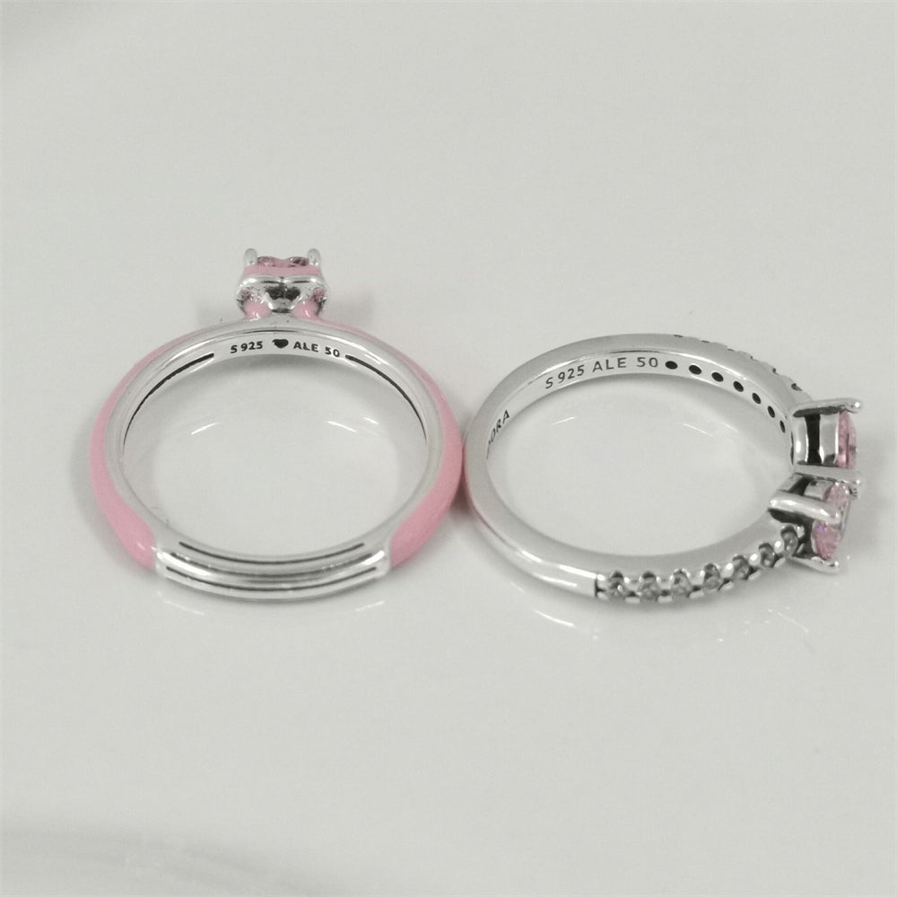 Pandora Think Pink Ring Set – Elegant Stacking Rings with a Feminine Touch