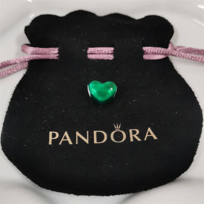 Pandora Multi-Color Metallic Heart Charm – Bold Love in Black, Blue, Sky & Green