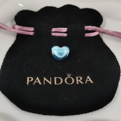 Pandora Multi-Color Metallic Heart Charm – Bold Love in Black, Blue, Sky & Green