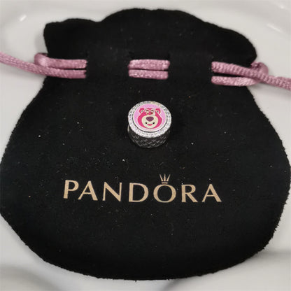 Authentic Pandora Strawberry Bear Charm – Sterling Silver & Enamel