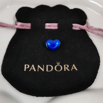 Pandora Multi-Color Metallic Heart Charm – Bold Love in Black, Blue, Sky & Green