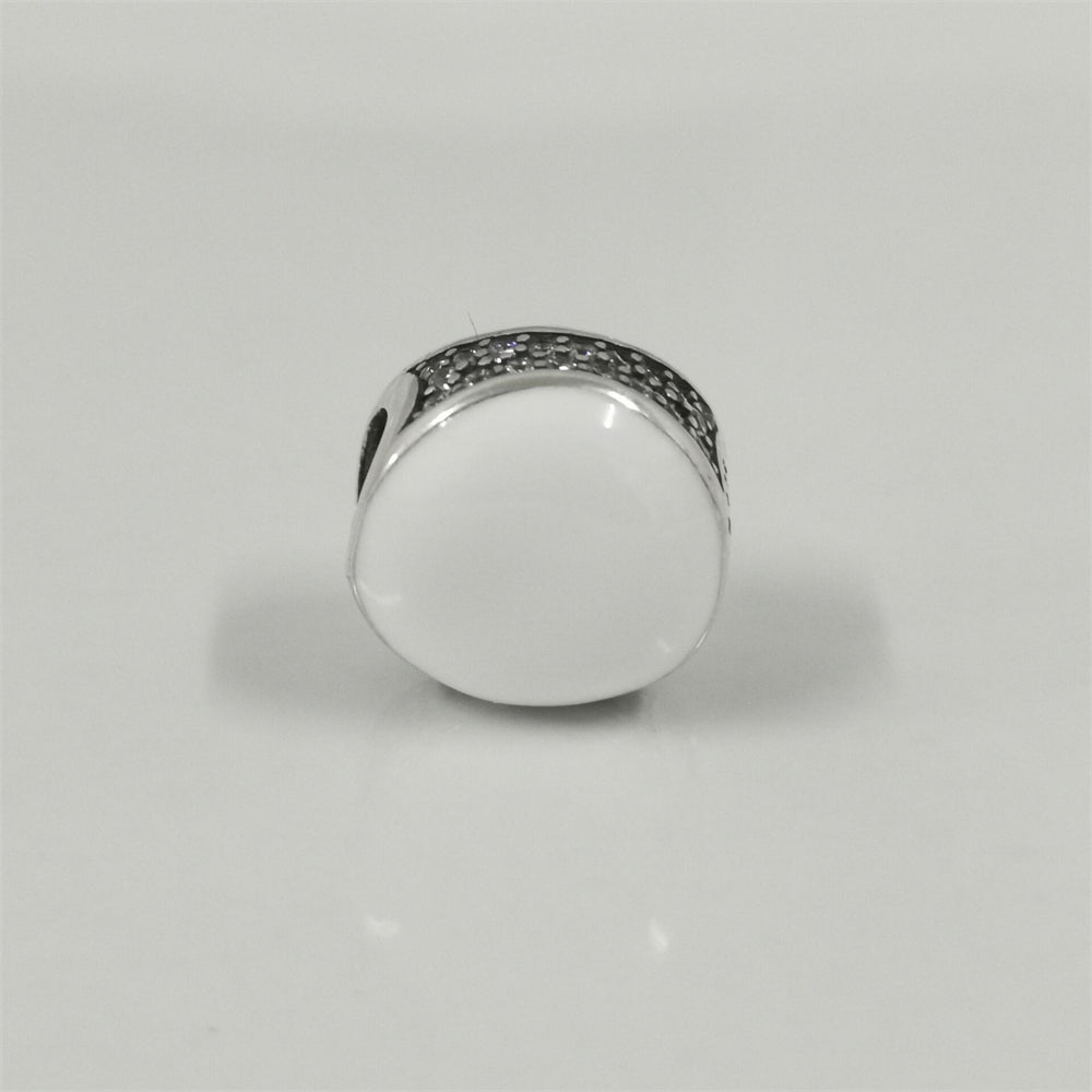 Authentic Pandora Double-Sided White Enamel Charm – Sterling Silver