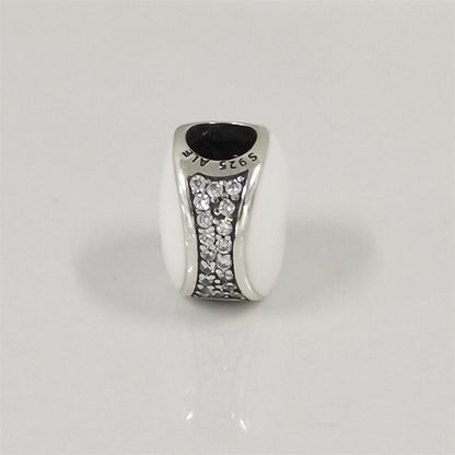 Authentic Pandora Double-Sided White Enamel Charm – Sterling Silver
