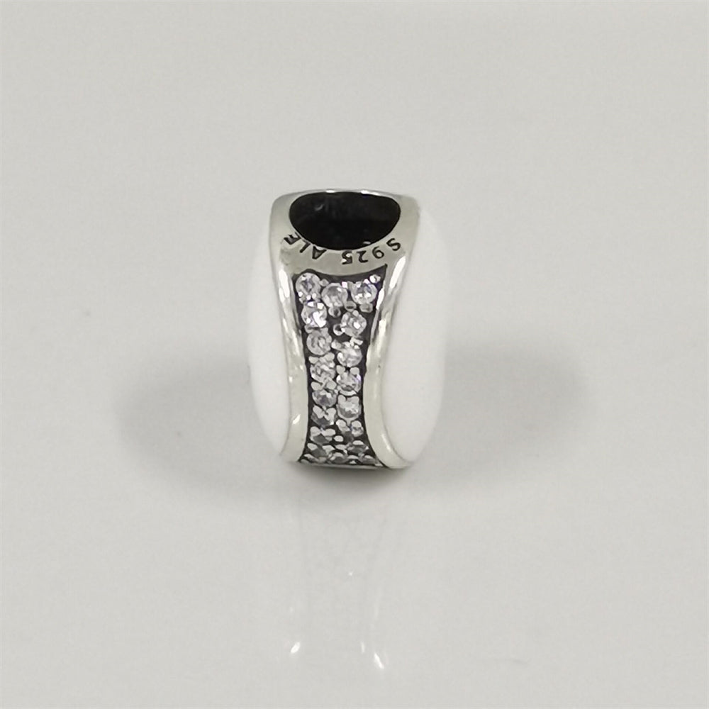 Authentic Pandora Double-Sided White Enamel Charm – Sterling Silver