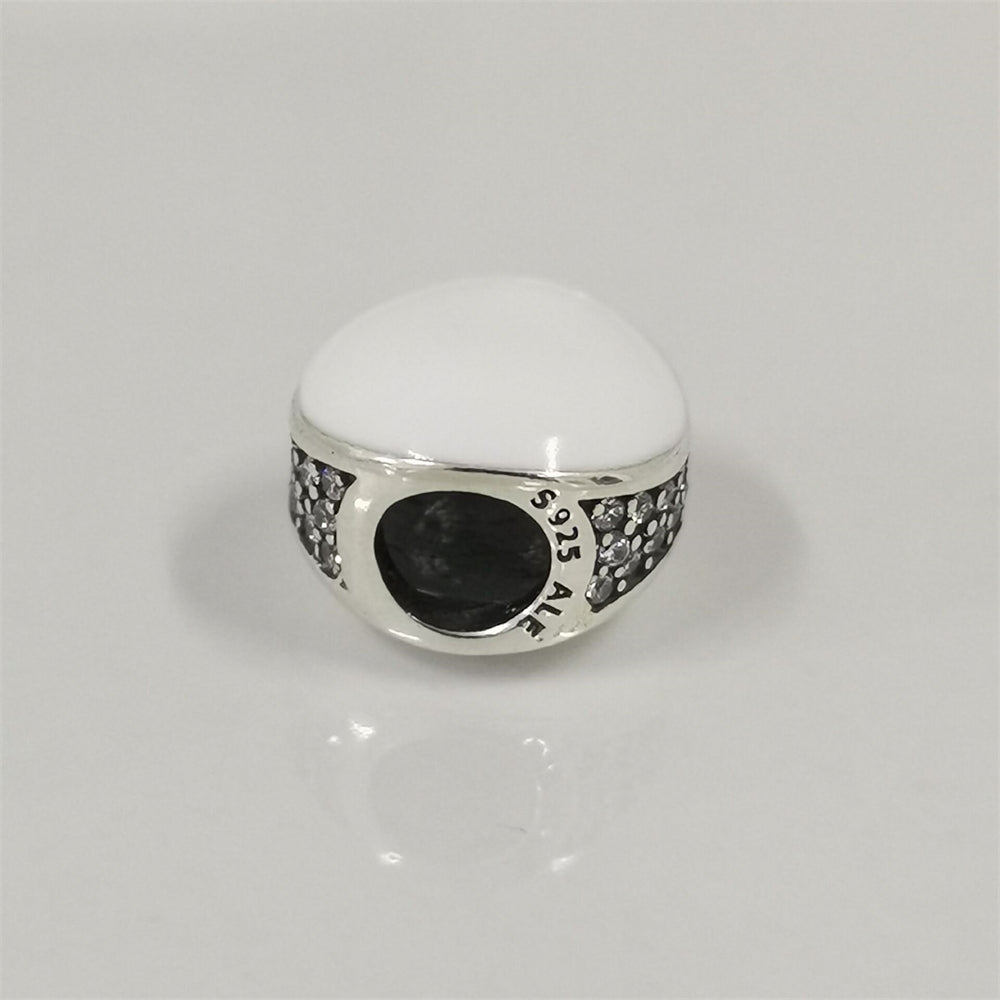Authentic Pandora Double-Sided White Enamel Charm – Sterling Silver