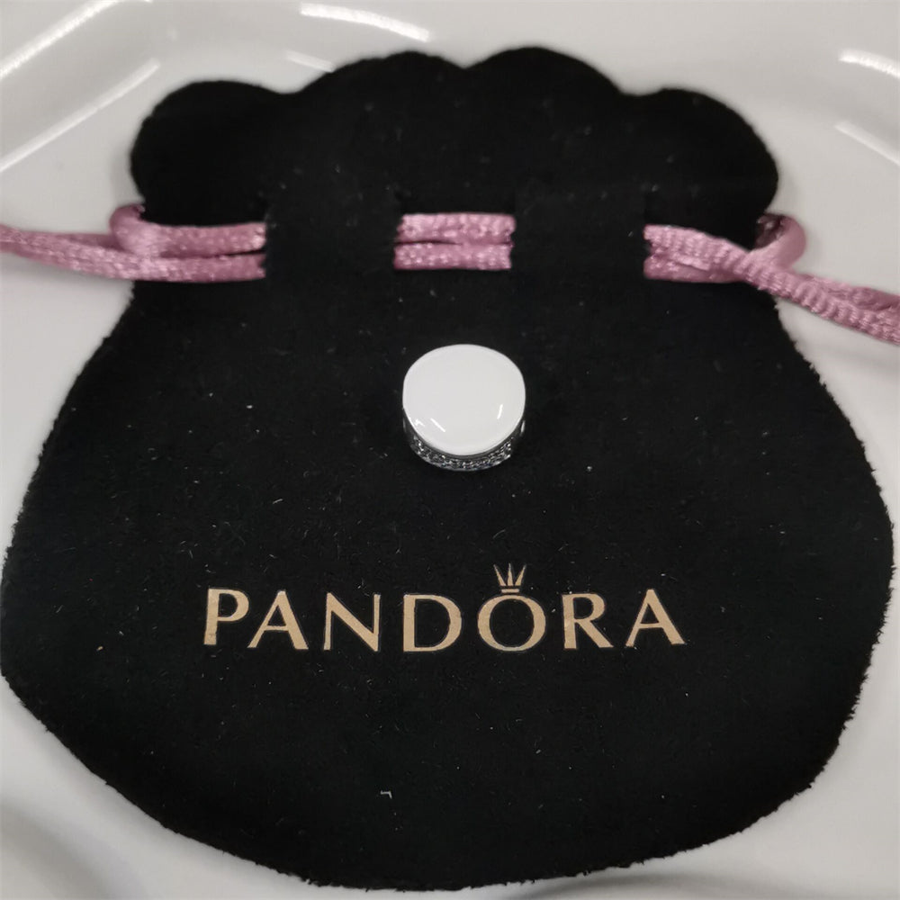 Authentic Pandora Double-Sided White Enamel Charm – Sterling Silver