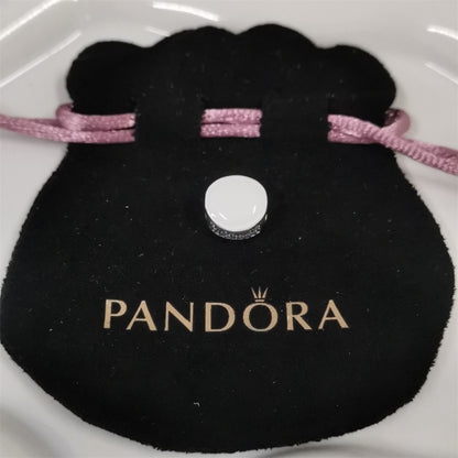 Authentic Pandora Double-Sided White Enamel Charm – Sterling Silver