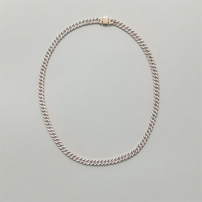 Pandora Rose Gold Pavé Cuban Chain Necklace – Elegant Sparkle in a Bold Design