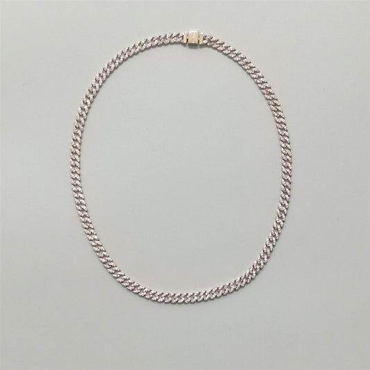 Pandora Rose Gold Pavé Cuban Chain Necklace – Elegant Sparkle in a Bold Design