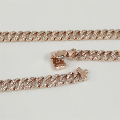 Pandora Rose Gold Pavé Cuban Chain Necklace – Elegant Sparkle in a Bold Design