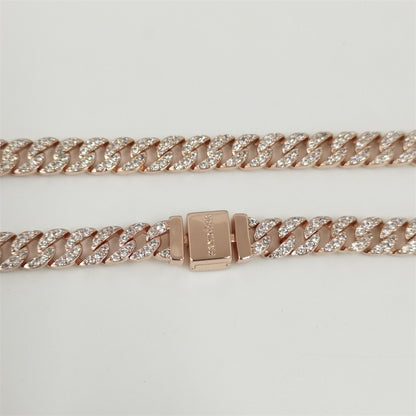 Pandora Rose Gold Pavé Cuban Chain Necklace – Elegant Sparkle in a Bold Design