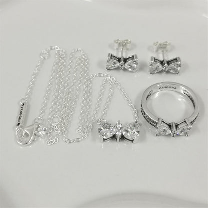 Pandora Sparkling Bow Jewellery Gift Set – Sterling Silver Necklace & Earrings
