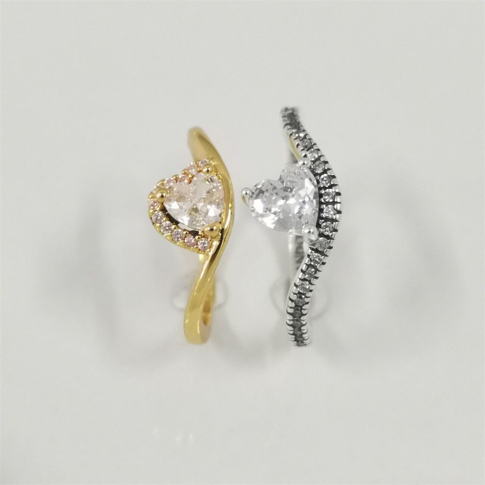 Authentic Pandora Wavy Pavé Heart Ring Jewellery Gift Set – Sterling Silver