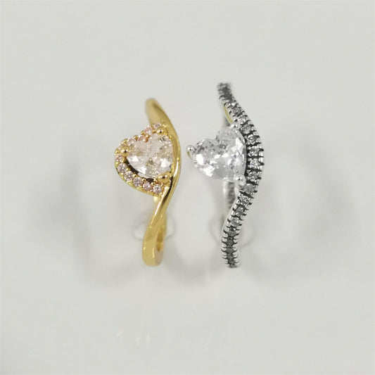 Authentic Pandora Wavy Pavé Heart Ring Jewellery Gift Set – Sterling Silver