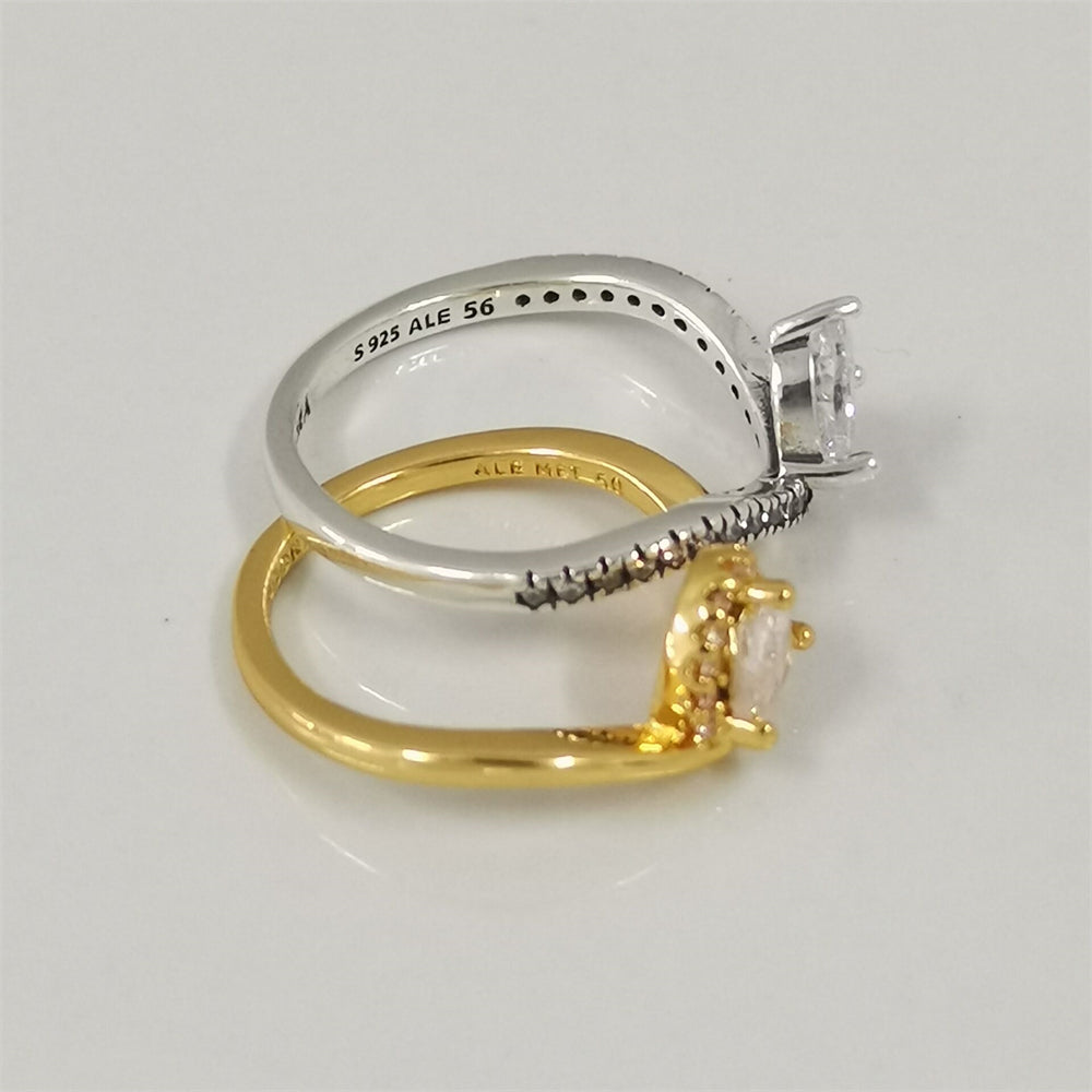 Authentic Pandora Wavy Pavé Heart Ring Jewellery Gift Set – Sterling Silver