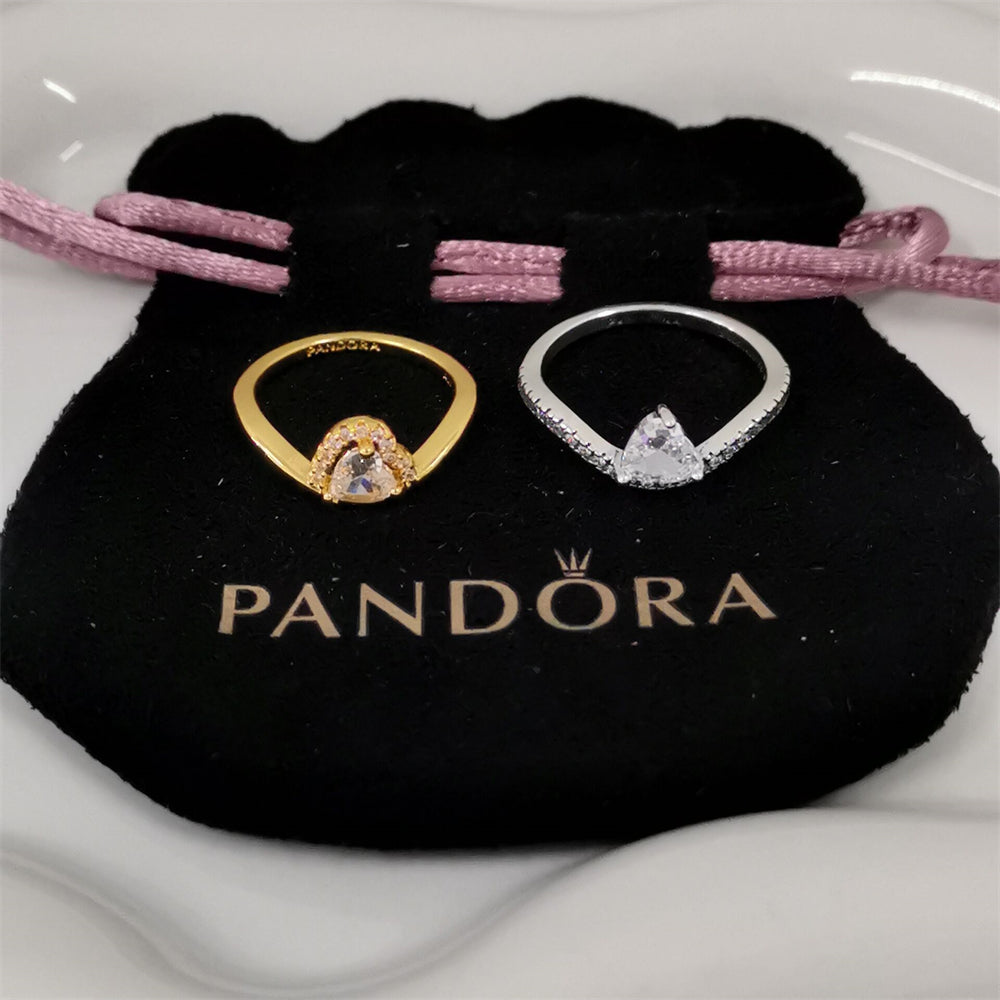 Authentic Pandora Wavy Pavé Heart Ring Jewellery Gift Set – Sterling Silver