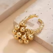 Creative Small Ball Open Ring Irregular Metal Punk Couple Jewelry for Women & Men