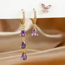 3PCS Vintage Water Drop Zircon Pendant Hoop Earrings Set – Premium Stainless Steel Huggie Jewelry for Women ✨ S&Z DESIGN