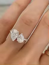925 Sterling Silver Classic Zircon Water Drop Ring Luxury Engagement & Wedding Fine Jewelry for Women