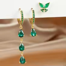 3PCS Vintage Water Drop Zircon Pendant Hoop Earrings Set – Premium Stainless Steel Huggie Jewelry for Women ✨ S&Z DESIGN